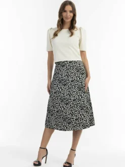 Damen Faina Röcke>Damen Midirock mit Leo-Print