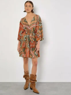 Apricot Kleider<Damen Minikleid grün gemustert