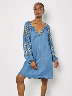 Apricot Kleider<Damen Minikleid blau strukturiert