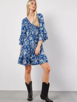 Apricot Kleider<Damen Minikleid blau gemustert