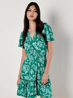 Apricot Kleider<Damen Minikleid grün gemustert