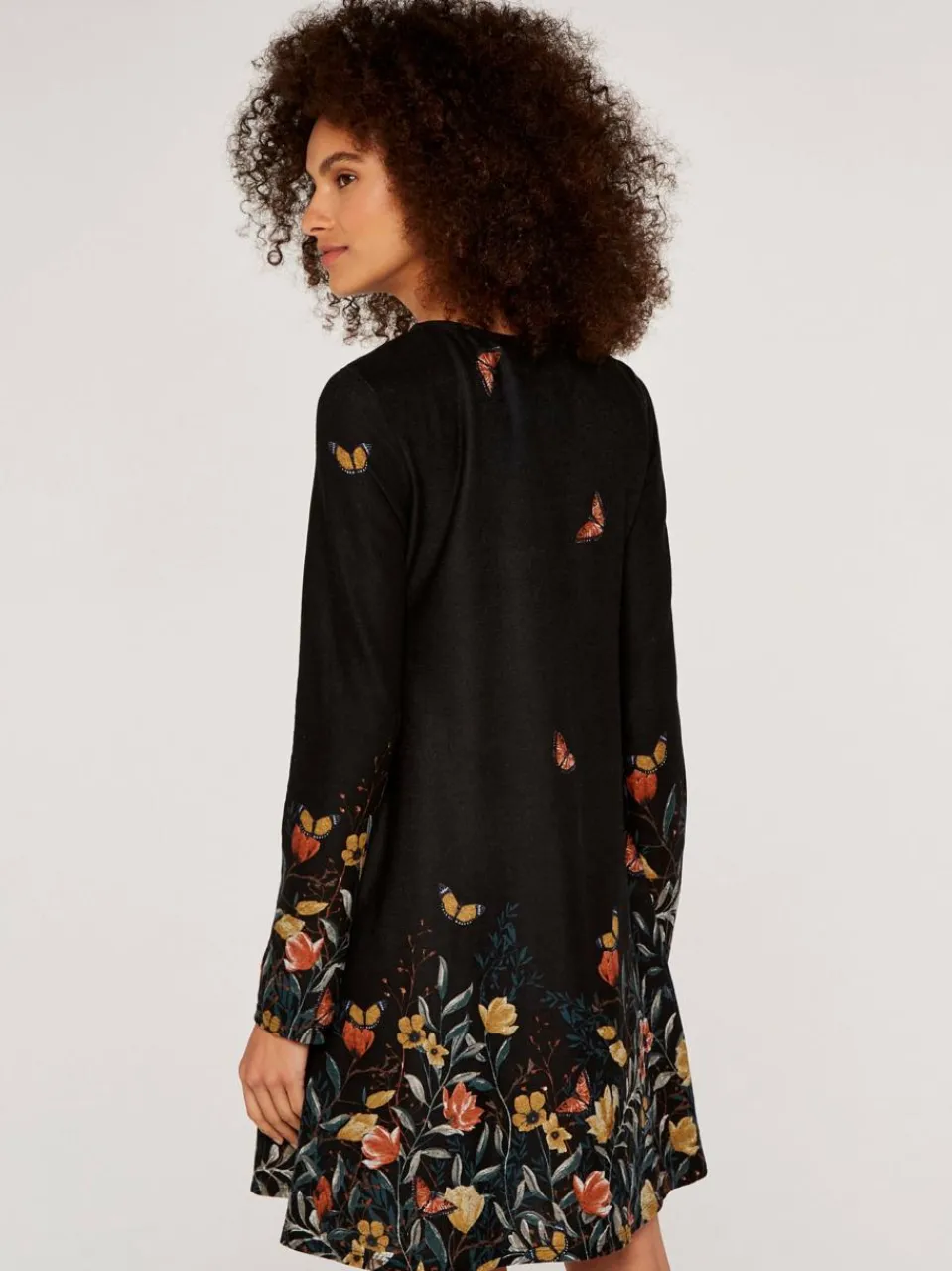 Apricot Kleider<Damen Minikleid schwarz gemustert