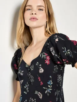 Apricot Kleider<Damen Minikleid schwarz gemustert