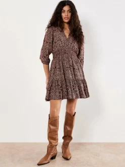 Apricot Kleider<Damen Minikleid rosenholz gemustert