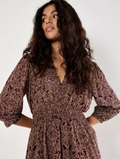 Apricot Kleider<Damen Minikleid rosenholz gemustert