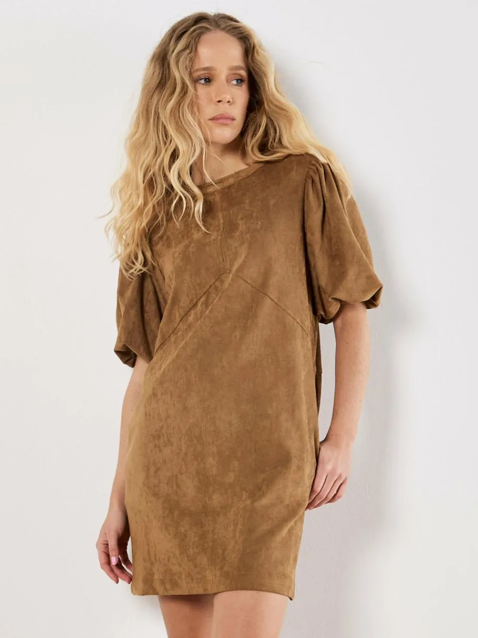 Apricot Kleider<Damen Minikleid braun uni