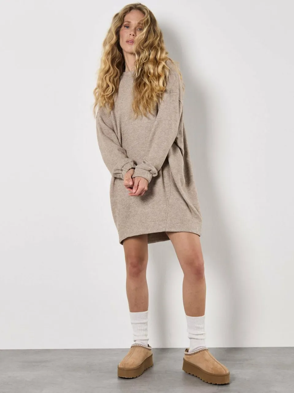 Apricot Kleider<Damen Minikleid beige uni