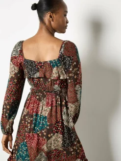 Apricot Kleider<Damen Minikleid braun gemustert