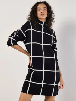 Apricot Kleider<Damen Minikleid schwarz kariert