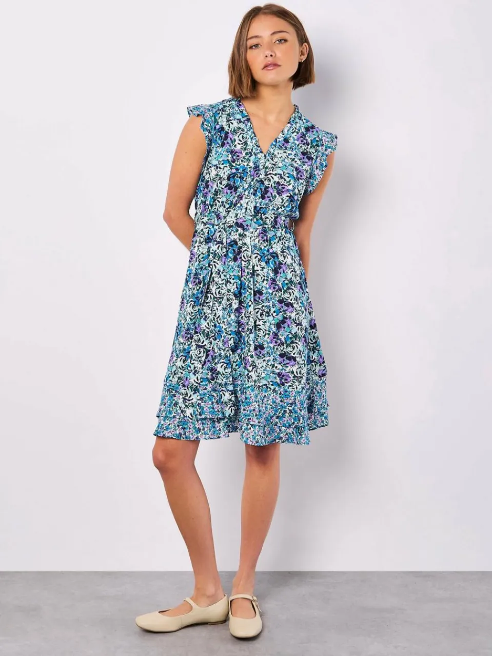 Apricot Kleider<Damen Minikleid blau gemustert