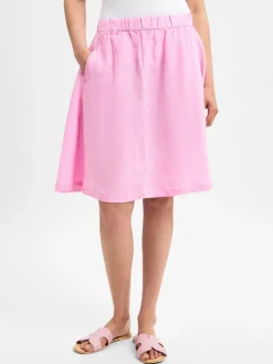 Marie Lund Röcke<Damen Minirock aus Leinen rosa uni