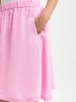 Marie Lund Röcke<Damen Minirock aus Leinen rosa uni