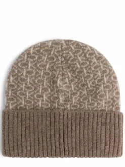 Calvin Klein Mützen & Hüte<Damen Mütze mit Alpaka-Anteil taupe ecru gemustert