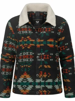 Ragwear Jacken & Westen<Damen Outdoorjacke - Walinea Ikat schwarz gemustert