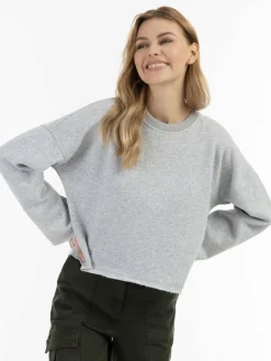 Dreimaster Sweatshirts & Sweatjacken<Damen Oversize Sweatshirt hellgrau meliert