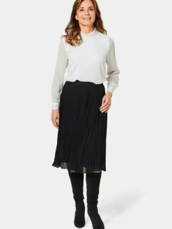 Goldner Röcke<Damen Plisseerock - Schwingender Plisseerock schwarz uni