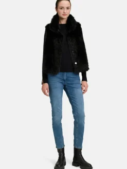 Amber & June Jacken & Westen<Damen Plüschweste schwarz uni