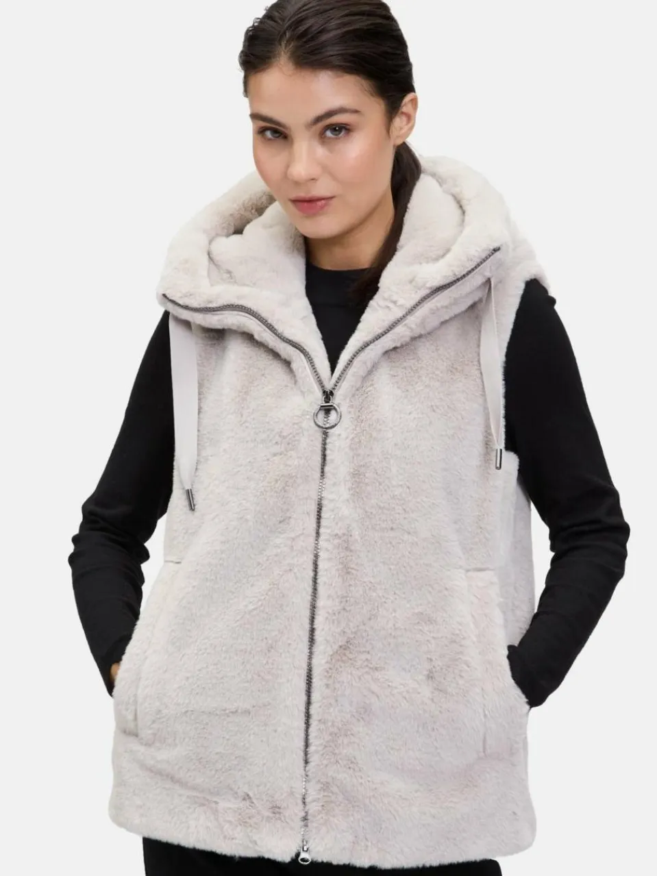 Betty Barclay Jacken & Westen<Damen Plüschweste grau uni