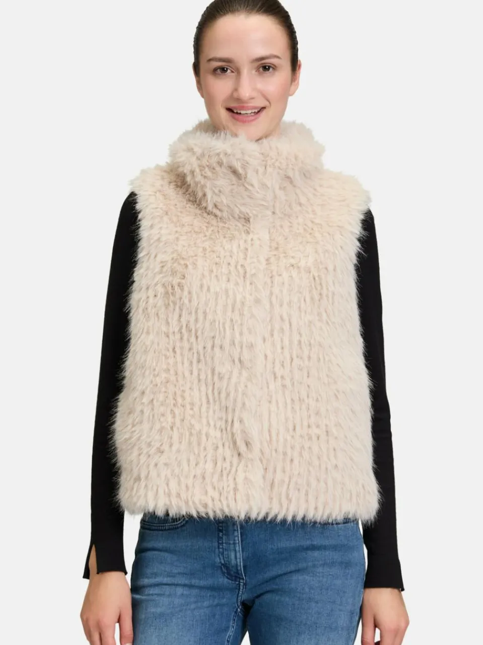 Amber & June Jacken & Westen<Damen Plüschweste grau uni