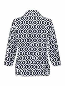 Frank Walder Shirts & Tops<Damen Poloshirt weiß blau gemustert