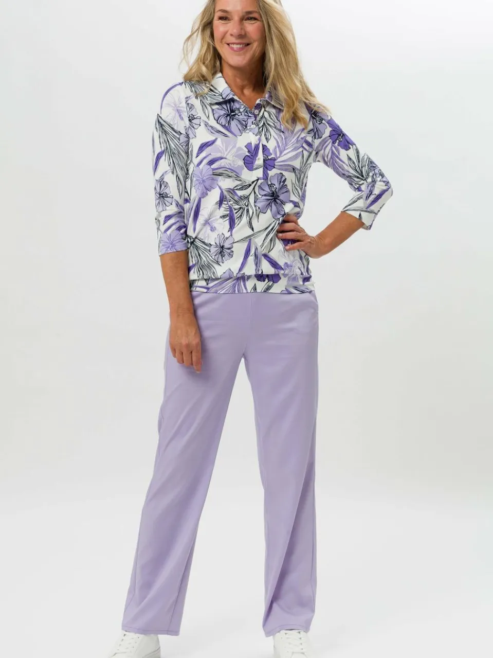 Frank Walder Shirts & Tops<Damen Poloshirt mehrfarbig gemustert