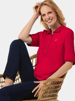 Goldner Shirts & Tops<Damen Poloshirt - Poloshirt in hochwertiger Pikee-Qualität rot uni