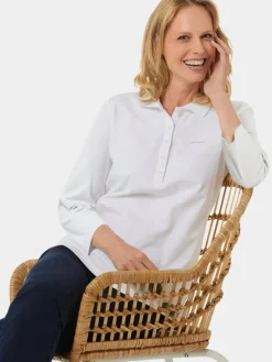 Goldner Shirts & Tops<Damen Poloshirt - Poloshirt in hochwertiger Pikee-Qualität weiß uni