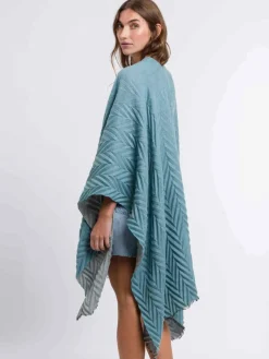 Fraas Pullover & Strickjacken<Damen Poncho blau uni