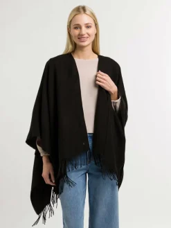Fraas Pullover & Strickjacken<Damen Poncho schwarz uni