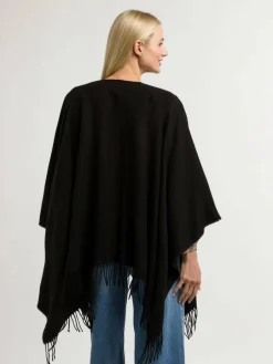 Fraas Pullover & Strickjacken<Damen Poncho schwarz uni