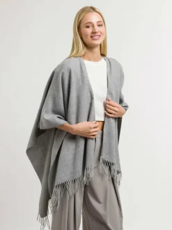 Fraas Pullover & Strickjacken<Damen Poncho hellgrau uni