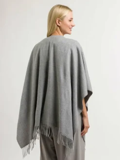 Fraas Pullover & Strickjacken<Damen Poncho hellgrau uni