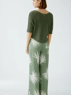 Oui Pullover & Strickjacken<Damen Pullover oliv uni