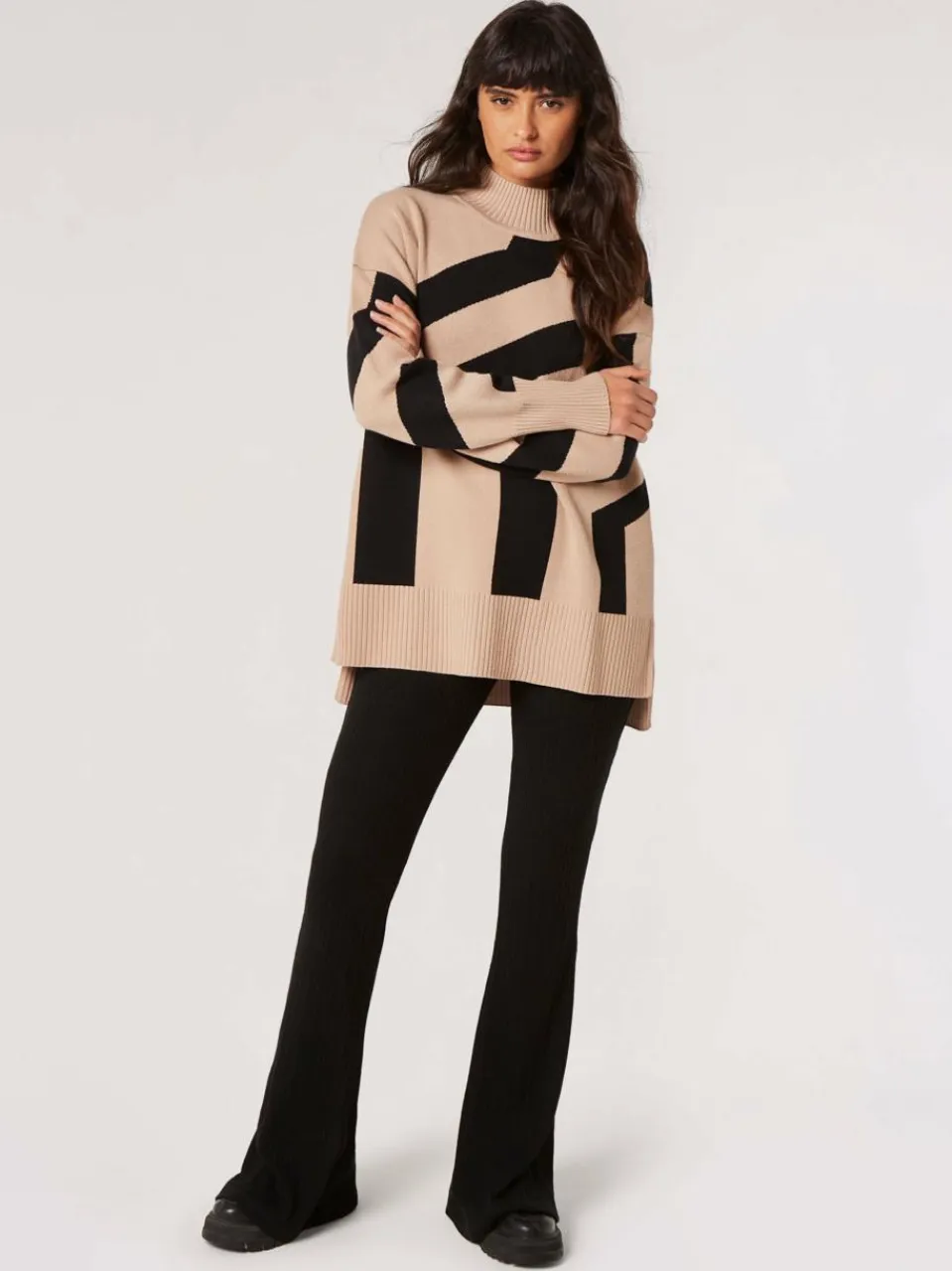 Apricot Pullover & Strickjacken<Damen Pullover beige gestreift