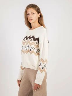 Vicci Germany Pullover & Strickjacken<Damen Pullover beige bedruckt