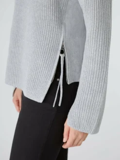 Oui Pullover & Strickjacken<Damen Pullover hellgrau uni