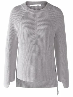 Oui Pullover & Strickjacken<Damen Pullover hellgrau uni