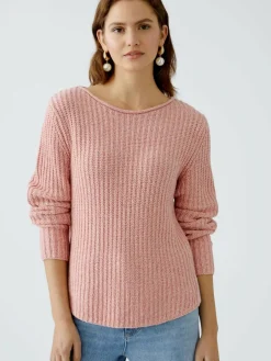 Oui Pullover & Strickjacken<Damen Pullover rosa uni