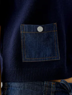 Oui Pullover & Strickjacken<Damen Pullover blau uni