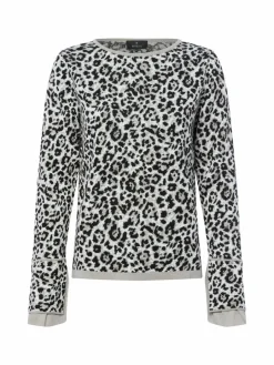 Monari Pullover & Strickjacken<Damen Pullover schwarz ecru gemustert