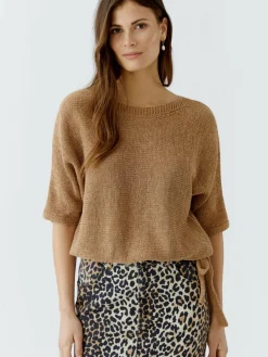 Oui Pullover & Strickjacken<Damen Pullover camel uni