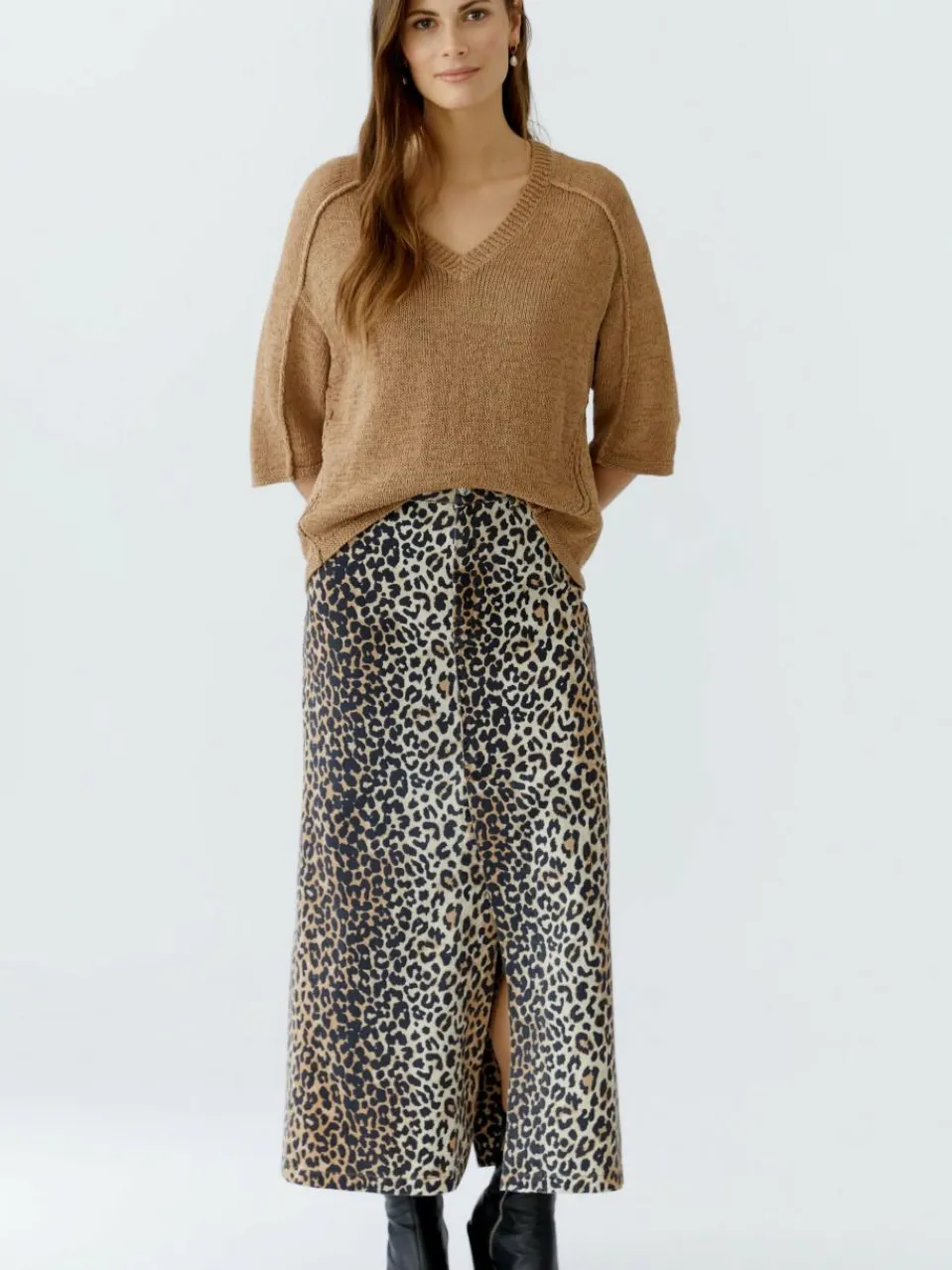 Oui Pullover & Strickjacken<Damen Pullover camel uni