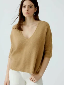 Oui Pullover & Strickjacken<Damen Pullover camel uni