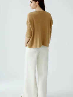 Oui Pullover & Strickjacken<Damen Pullover camel uni