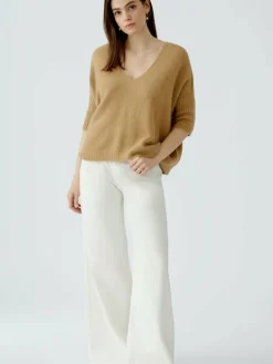 Oui Pullover & Strickjacken<Damen Pullover camel uni