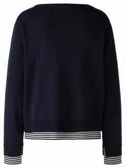 Oui Pullover & Strickjacken<Damen Pullover blau weiß uni