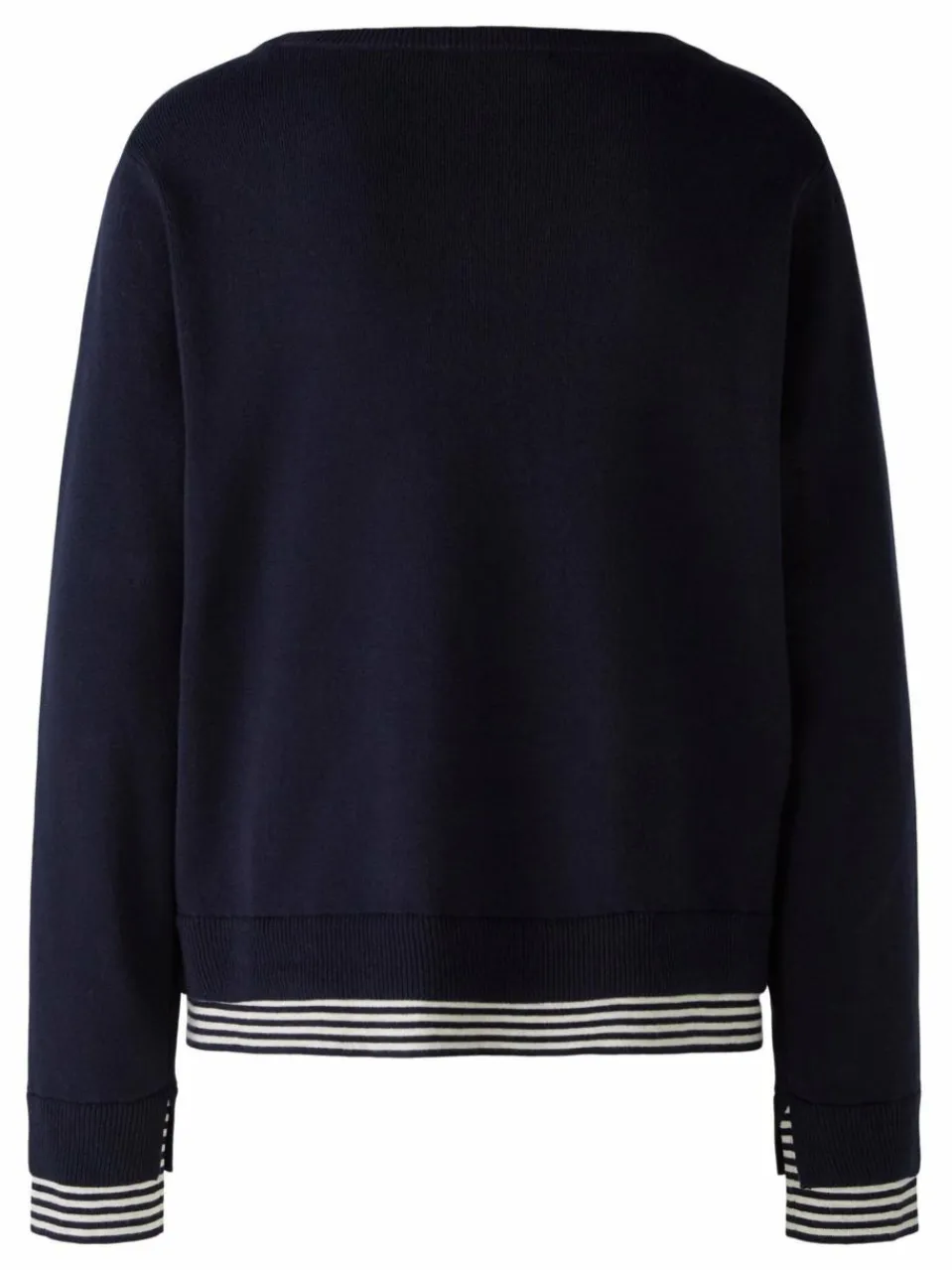 Oui Pullover & Strickjacken<Damen Pullover blau weiß uni