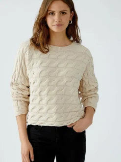 Oui Pullover & Strickjacken<Damen Pullover weiß uni