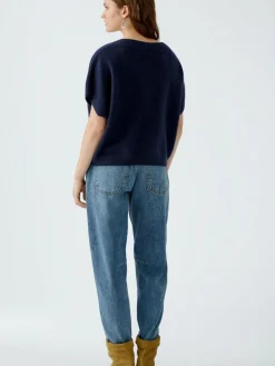 Oui Pullover & Strickjacken<Damen Pullunder blau uni