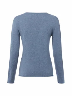 Marie Lund Pullover & Strickjacken<Damen Pure Cashmere Pullover blau meliert